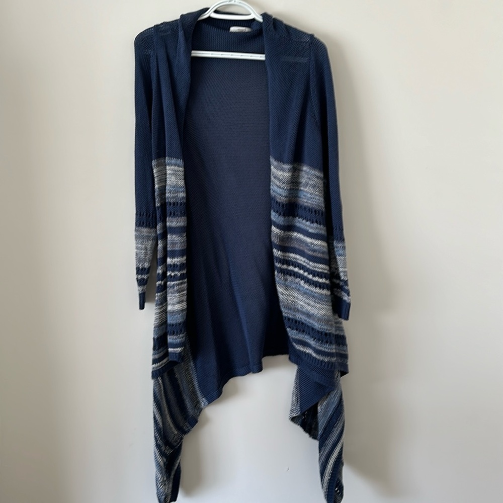 Boho Multi Blue Colored Crochet High Low Cardigan in Size Medium